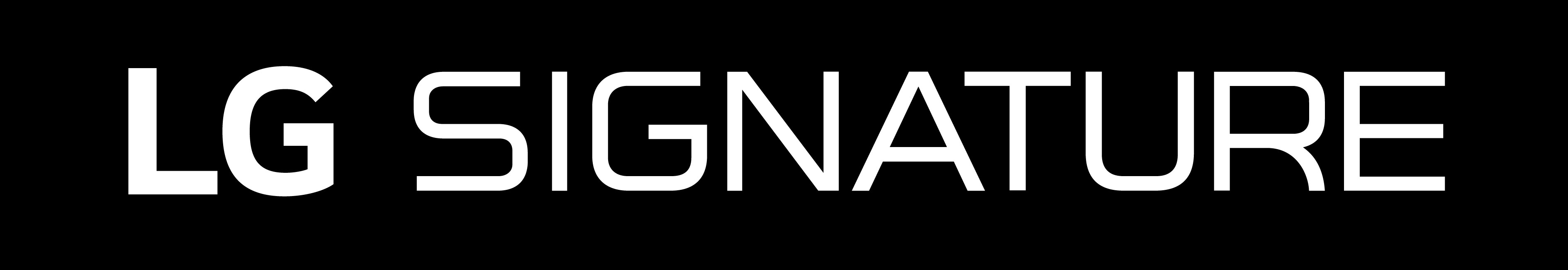 The alternative logo of LG SIGNATURE with a black background, white text.